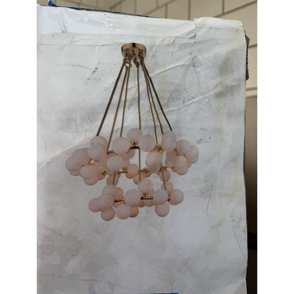 Arya 70 -Light Satin Gold White glass Mixed material Chandelier